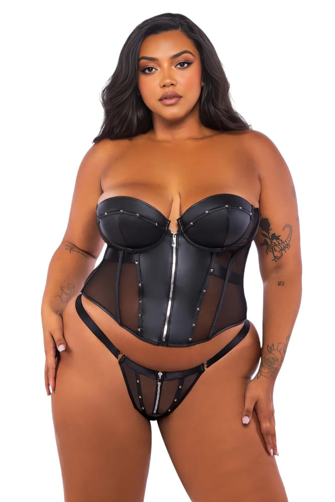 Lust & Leather Corset 2-Piece Set